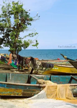 Bateaux sur les rives du lac Victoria en Ouganda