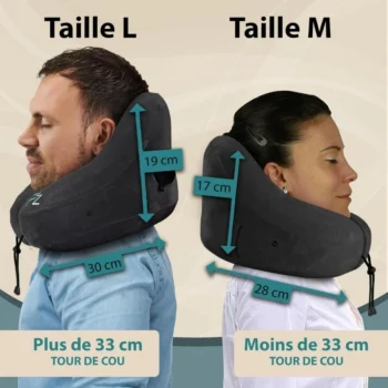 Oreiller de voyage réglable 5 positions M ou L